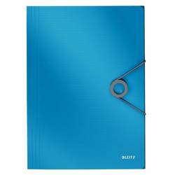 Solid rubber folder. P.P. With 3 flaps. DIN A4, blue