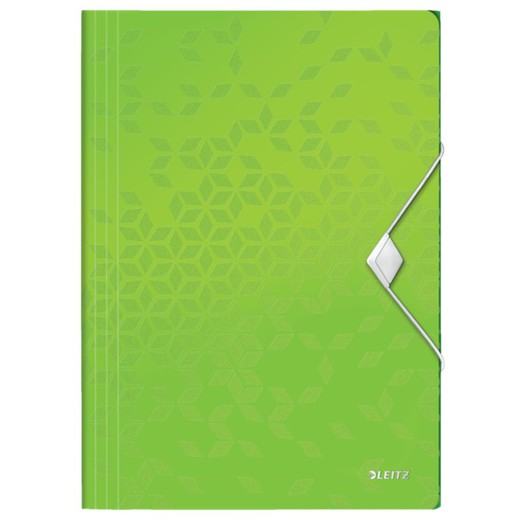 WOW rubber band folder. P.P. With 3 flaps. DIN A4, green