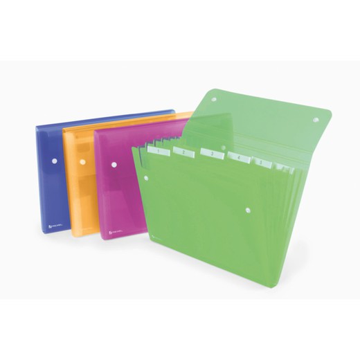 Rexel ICE bellows folder with 6 DIN A4 compartments, assorted colors