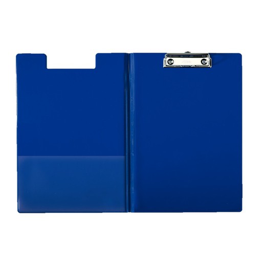 Miniclip folder with clip and cover. Includes pen space, inner bag and hanging hook, blue