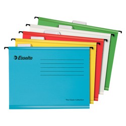 Colored Kraft hanging folders. vertical access. Spine V. Short flexible visor. DIN A4 (Pack 10), assorted