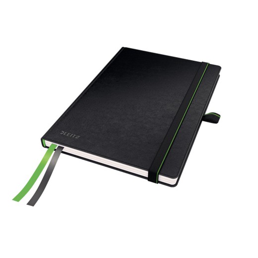 Caderno de Capa Dura Leitz Completo, 80 Folhas, 5 Grades, DIN A5, Preto