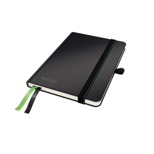 Caderno de Capa Dura Leitz Completo, 80 Folhas, 5 Grades, DIN A6, Preto