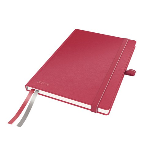 Caderno de Capa Dura Leitz Completo, 80 Folhas com Régua Horizontal, DIN A5, Vermelho