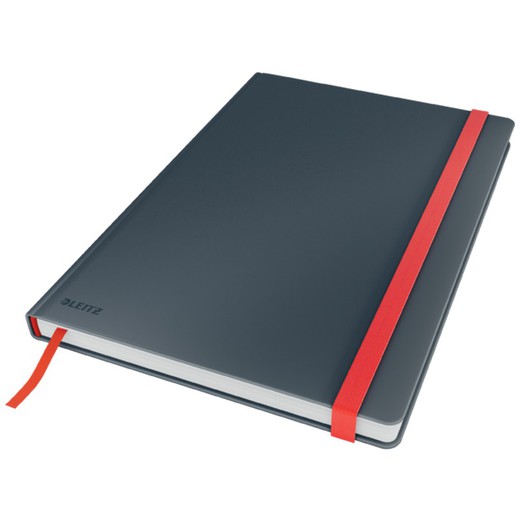 Caderno Leitz Cozy capa dura, 80 folhas, pautado horizontal, DIN B5, cinza