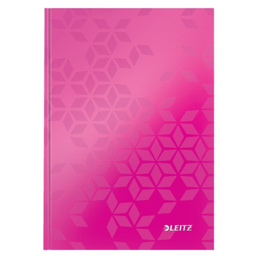 Caderno de capa dura Leitz WOW, 80 folhas, 5 grades, DIN A5, fúcsia