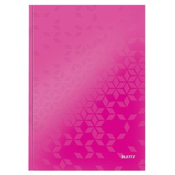 Cuaderno con tapas duras Leitz WOW, 80 hojas rayado horizontal, DIN A4, fucsia