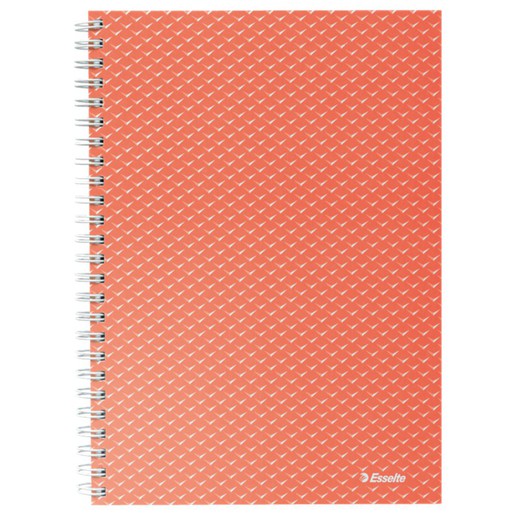 Caderno de arame com capas de cartão Colour'Breeze A5, forrado, coral