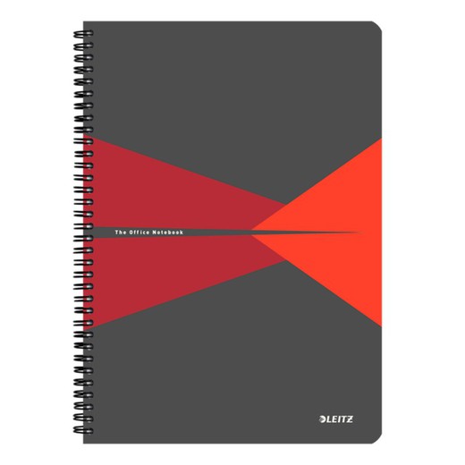 Cahier de bureau Wiro Leitz. Couvercles en PP. 90 feuilles ligné horizontalement, DIN A4, rouge