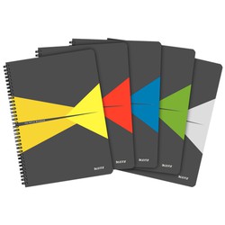 Caderno Wiro Leitz Office, capas em PP. 90 folhas grade 5, DIN A4, sortidas