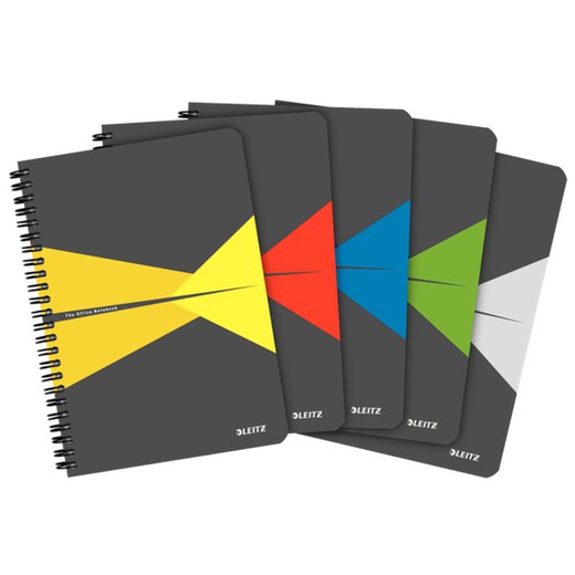 Cahier Wiro Leitz Office, couvertures en PP. 90 feuilles grille 5, DIN A5, assorties