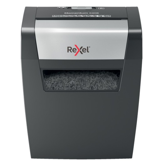 Rexel Momentum X406 dokumentförstörare, svart/silver