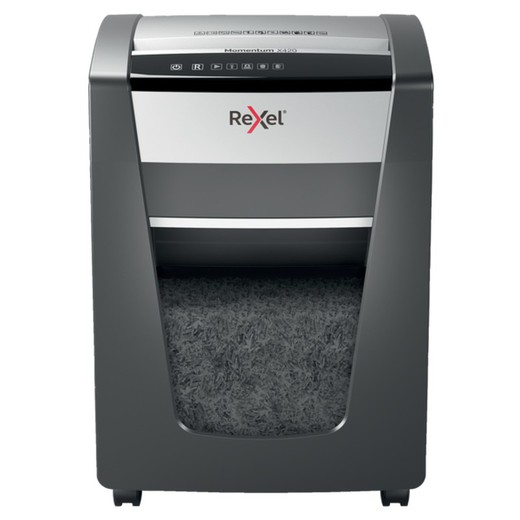 Rexel Momentum X420 dokumentförstörare, svart/silver