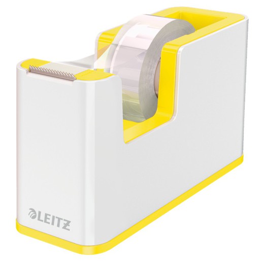 Leitz WOW DUAL Adhesive Tape Dispenser, Yellow/White