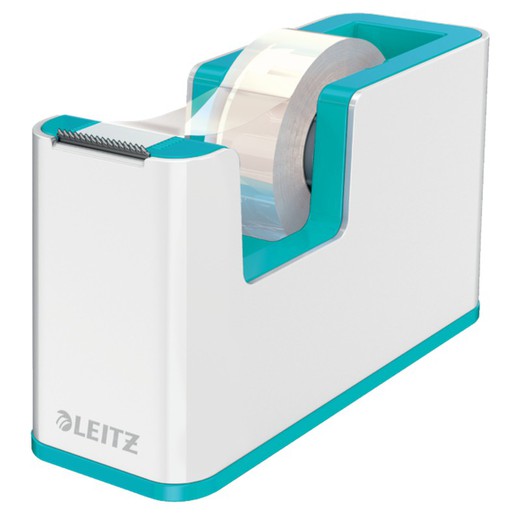 Dévidoir de ruban adhésif Leitz WOW DUAL, turquoise/blanc