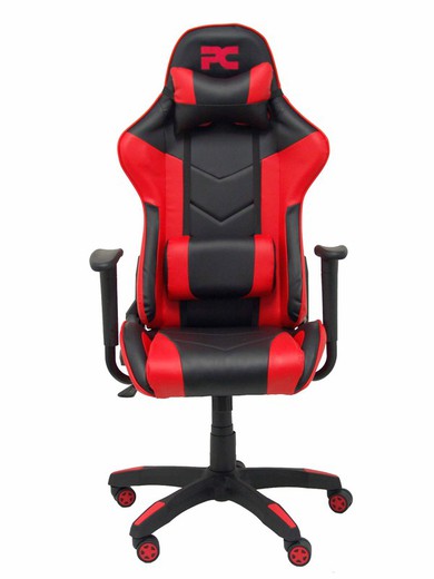 FORÖL Modelo Atalaya - Silla Gaming con mecanismo basculante, regulable en altura y brazos regulables incluidos - Asiento y respaldo tapizados en SIMILPIEL negro y rojo