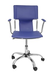 FORÖL Modelo Bogarra - Silla de oficina ergonómica con brazos fijos, regulable en altura y giratoria 360º - Asiento y respaldo tapizados en similpiel color azul