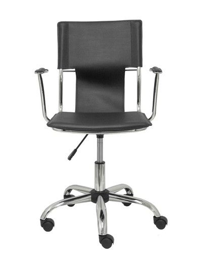 FORÖL Modelo Bogarra - Silla de oficina ergonómica con brazos fijos, regulable en altura y giratoria 360º - Asiento y respaldo tapizados en similpiel color marrón oscuro