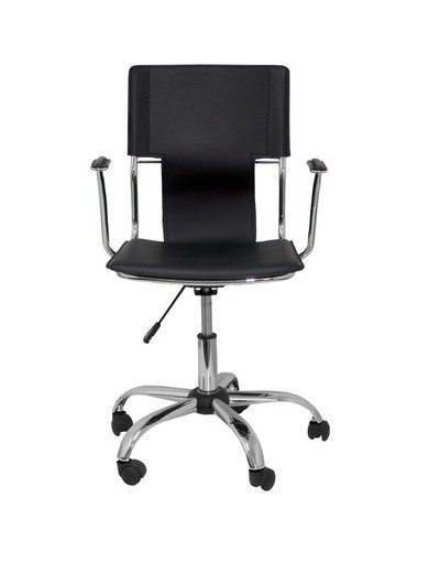 FORÖL Modelo Bogarra - Silla de oficina ergonómica con brazos fijos, regulable en altura y giratoria 360º - Asiento y respaldo tapizados en similpiel color negro.