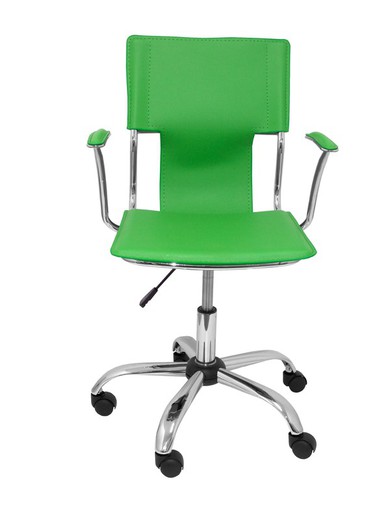 FORÖL Modelo Bogarra - Silla de oficina ergonómica con brazos fijos, regulable en altura y giratoria 360º - Asiento y respaldo tapizados en similpiel color verde. U_ADVTIC_Titulo