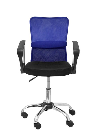 FORÖL Modelo Cardenete Silla de oficina ergonómica con mecanismo giratorio, brazos fijos y asiento regulable en altura  Respaldo de malla transpirable color azul y asiento tapizado en tejido de malla color negro