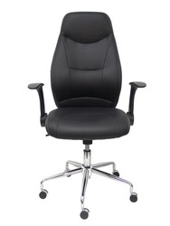 FORÖL Modelo Odrea - Silla de oficina ergonómica con mecanismo basculante, brazos retráctiles y regulable en altura - Respaldo y asiento tapizado en tejido símilpiel color negro.