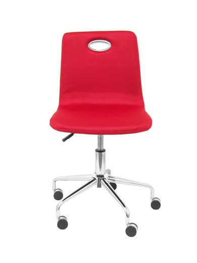 FORÖL Modelo Olivares Silla infantil de oficina ergonómica con mecanismo giratorio y regulable en altura  Respaldo y asiento tapizado en tejido de malla color rojo