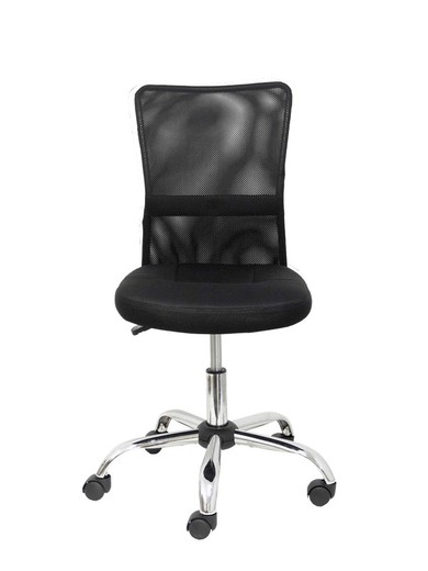 FORÖL Modelo Pardal - Silla de oficina ergonómica con mecanismo giratorio y asiento regulable en altura  Respaldo de malla transpirable color negro y asiento tapizado en tejido de malla color negro.