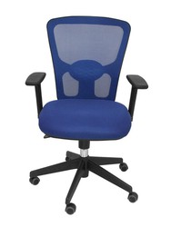 FORÖL Modelo Pozuelo - Silla de oficina ergonómica con mecanismo sincro, brazos regulables 2D y refuerzo lumbar ajustable - Respaldo de malla transpirable en color azul y asiento tapizados en tejido 3D color azul