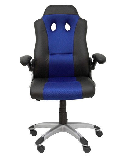 FORÖL Modelo Talave - Silla Gaming con mecanismo basculante, regulable en altura y brazos retráctiles incluidos - Asiento y respaldo tapizados en SIMILPIEL negro y azul.