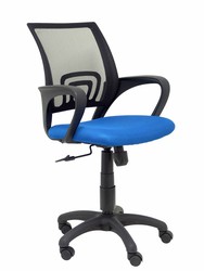 FORÖL Modelo Vianos - Silla de oficina ergonómica con mecanismo basculante y regulable en altura - Respaldo de malla en color negro y asiento tapizado en tejido 3D color azul