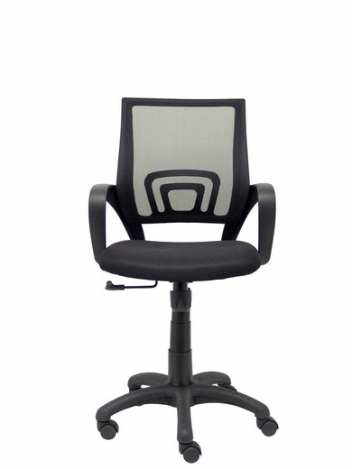 FORÖL Modelo Vianos - Silla de oficina ergonómica con mecanismo basculante y regulable en altura - Respaldo de malla en color negro y asiento tapizado en tejido 3D color negro