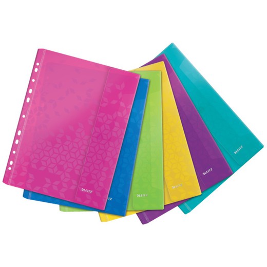 WOW flap cover. P.P. Multidrill. Copysafe. DIN A4. 11 holes, assorted colors