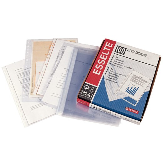 Porte-documents. (Case 100) PVC avec renfort. 80 microns. Multiperceuse. DIN A4. 11 trous