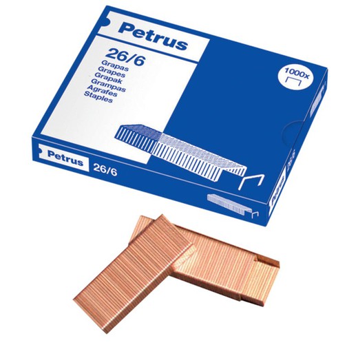 Petrus staples 26/6 (x1000) copper plated