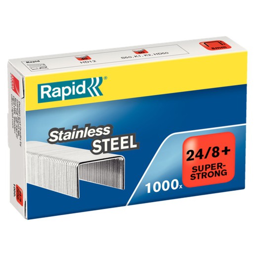 Rapid staples 24/8 mm. Box 1000 Super Strong stainless steel