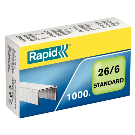 Grapas Rapid 26/6 mm. Caja 1000 Standard galvanizada