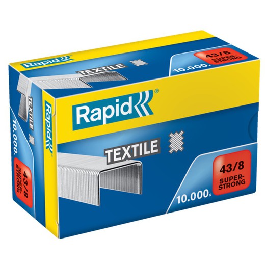 Grapas Rapid 43/8 mm. Caja 10000 textil Super Strong galvanizada