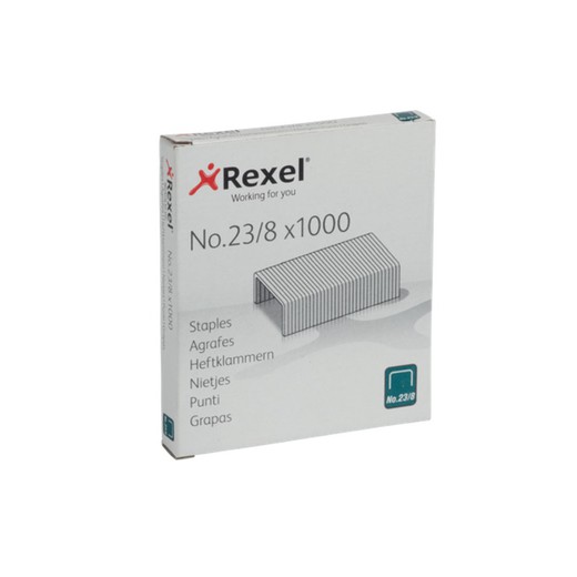 Rexel 23/8 staples. Box 1000, galvanized