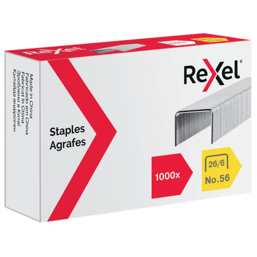 Rexel 26/6 staples. Box 1000, galvanized