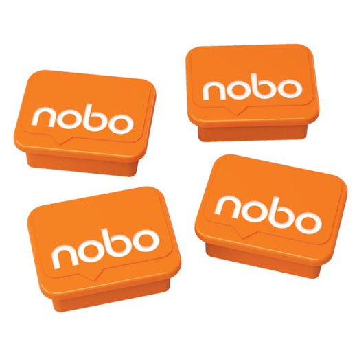 Imanes NOBO para pizarras blancas (4) (logo NOBO), naranja