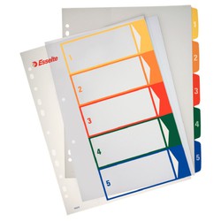 Índice de proyectos Imprimible Esselte. DIN A4. Pestañas PP 1-5, multicolor