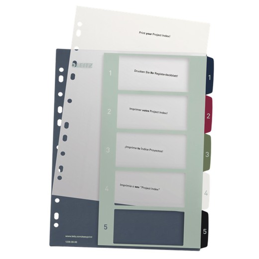 Index of projects Printable Leitz STYLE. DIN A4. PP tabs 1-5