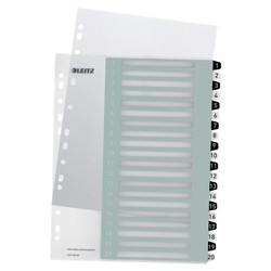Índice de proyectos Imprimible Leitz WOW. DIN A4. Pestañas PP 1-20, blanco/negro
