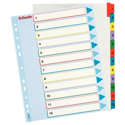 Índice de proyectos multitaladro. DIN A4. Borra y Re-Escribe. Pestañas 1-12, multicolor