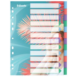 Index multi-forets Esselte Colour'Breeze. P. P. A4. 12 onglets, multicolore