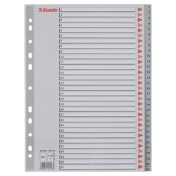 Índice multitaladro Esselte. DIN A4. Cartulina índice color. Pestañas 1-31 PP, gris