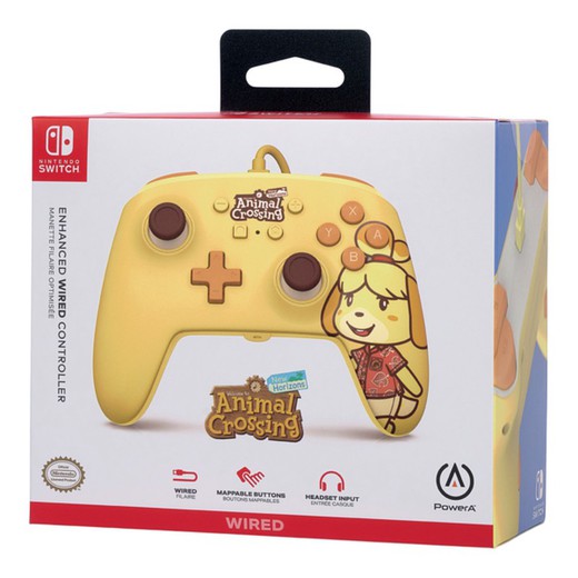 Controlador com fio aprimorado PowerA para Nintendo Switch - Animal Crossing: Isabelle