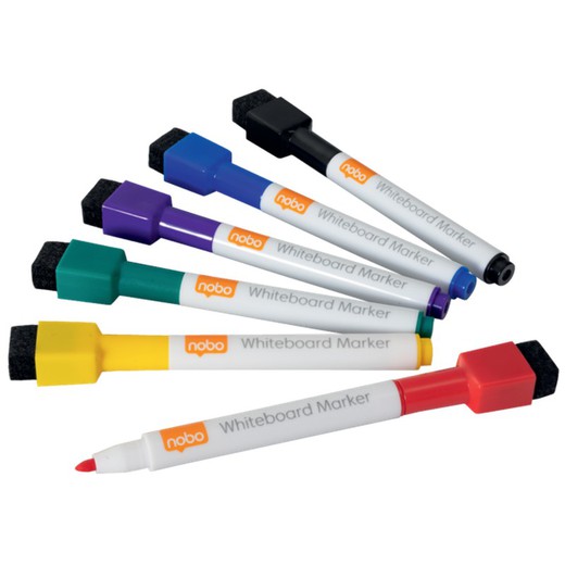 NOBO mini marker suchościeralny (Pack 6) w różnych kolorach