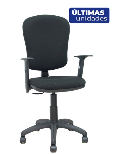 Modelo 07CP - Silla de oficina ergonómica con mecanismo de contacto permanente y regulable en altura - Asiento y respaldo tapizados en tejido BALI color negro (BRAZOS REGULABLES INCLUIDOS)